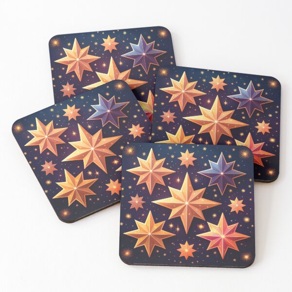 Item preview, A design of glowing Christmas stars against a dark, starry background. designed and sold by HEMRO.