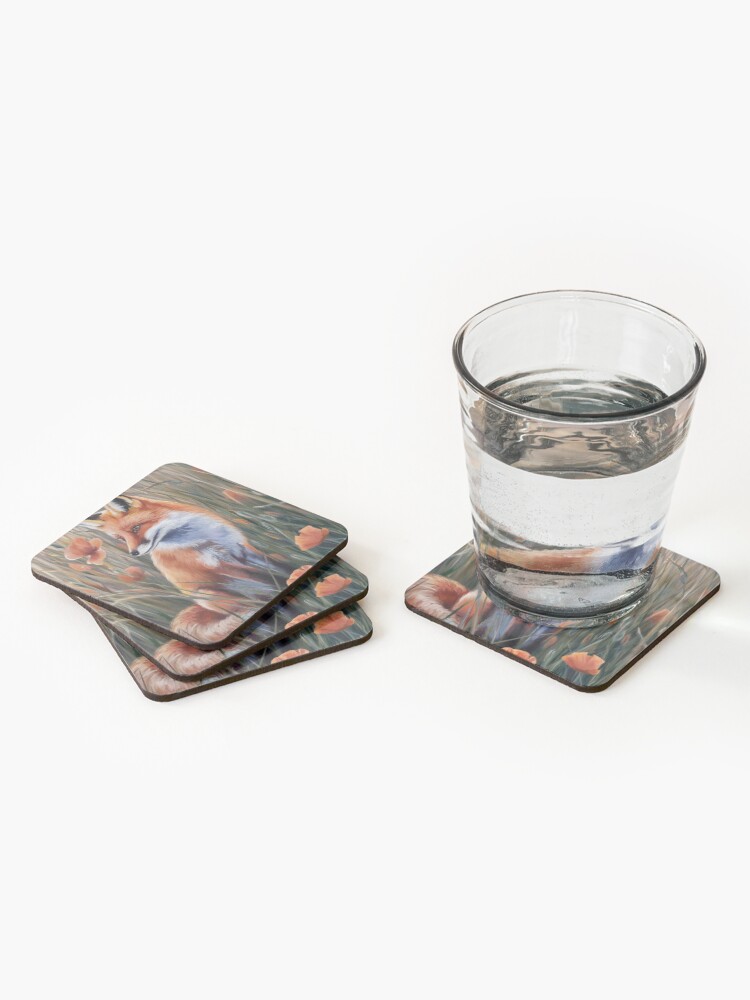 Thumbnail 2 of 5, Coasters (Set of 4), Fox In The Field designed and sold by Patricks-Art.