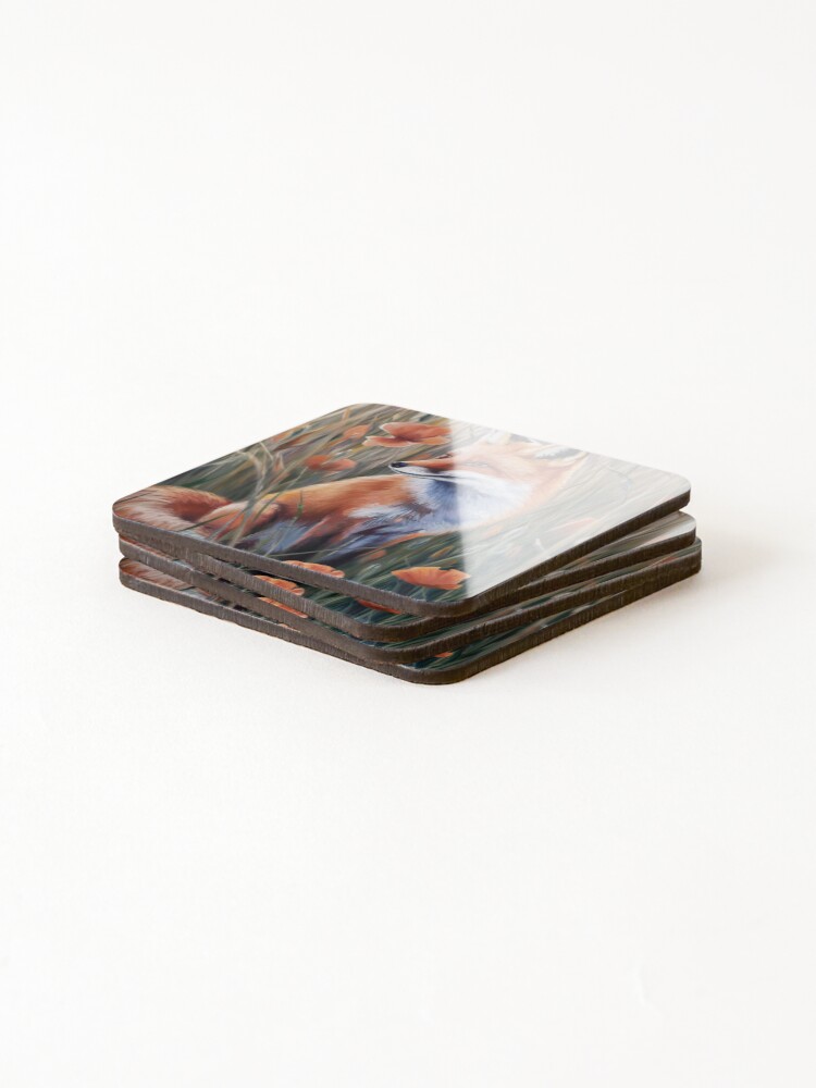 Thumbnail 4 of 5, Coasters (Set of 4), Fox In The Field designed and sold by Patricks-Art.