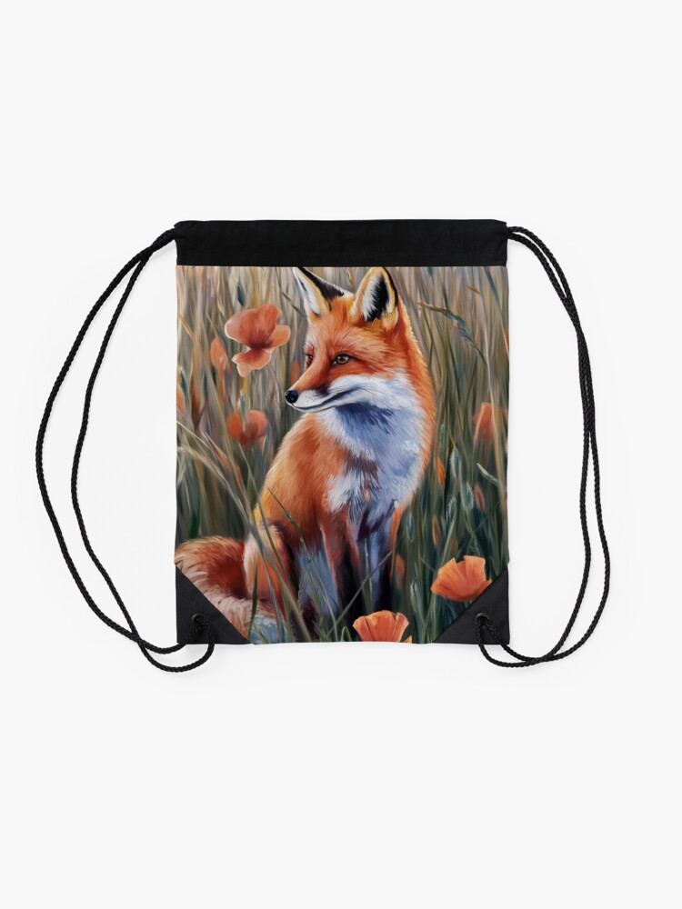 Thumbnail 2 of 3, Drawstring Bag, Fox In The Field designed and sold by Patricks-Art.
