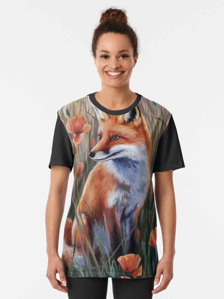 Thumbnail 2 of 5, Graphic T-Shirt, Fox In The Field designed and sold by Patricks-Art.
