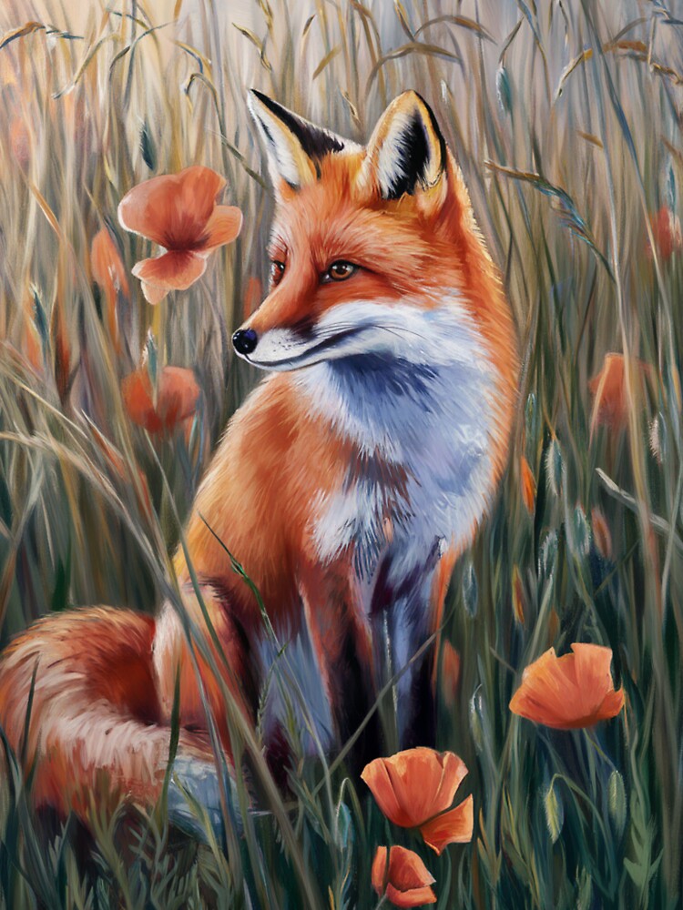 Thumbnail 3 of 3, Sticker, Fox In The Field designed and sold by Patricks-Art.