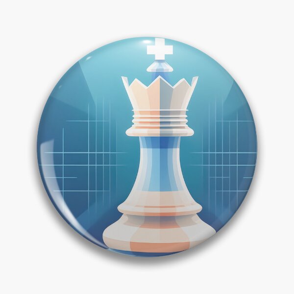 Item preview, A design of a white chess queen standing prominently in the center, against a dark blue background with a grid pattern in the distance. designed and sold by HEMRO.