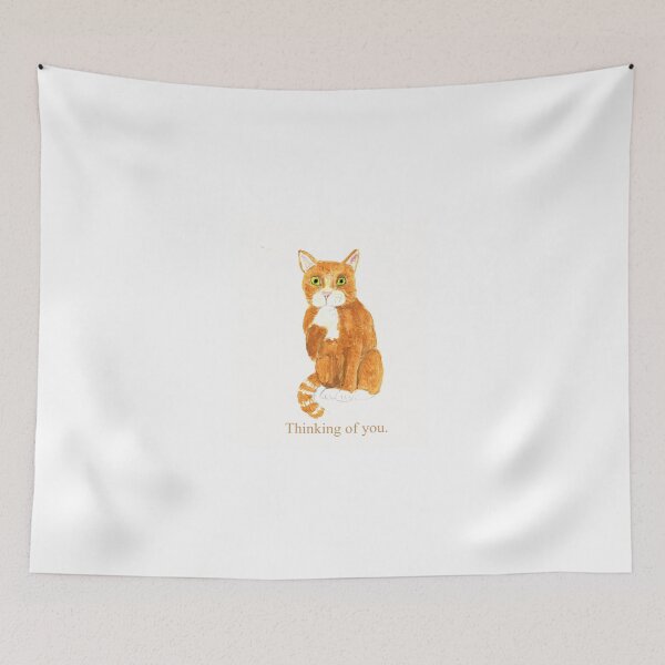 Item preview, Ginger cat 2, cat thinking of you. puzzled cat, cute cat,cat stickers, cat osters, cat Tshirts, designed and sold by janetdavies.