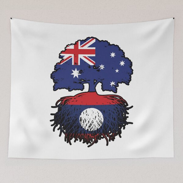 Item preview, Laos Laotian Australian Australia Tree Roots Flag designed and sold by FlagX.
