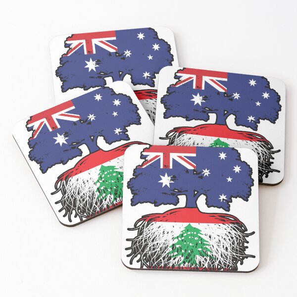 Aperçu de l'œuvre Liban Libanais Australien Australie Arbre Racines Drapeau créée et vendue par FlagX.