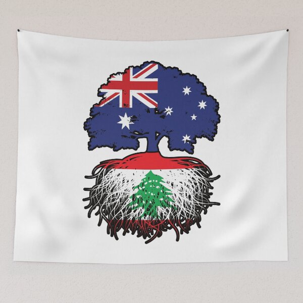 Aperçu de l'œuvre Liban Libanais Australien Australie Arbre Racines Drapeau créée et vendue par FlagX.