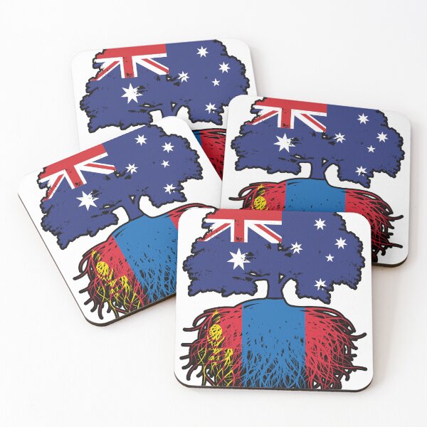 Item preview, Mongolia Mongolian Australian Australia Tree Roots Flag designed and sold by FlagX.