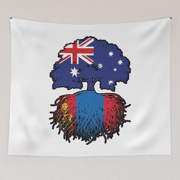 Item preview, Mongolia Mongolian Australian Australia Tree Roots Flag designed and sold by FlagX.