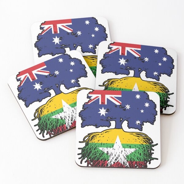 Item preview, Myanmar Burmese Australian Australia Tree Roots Flag designed and sold by FlagX.