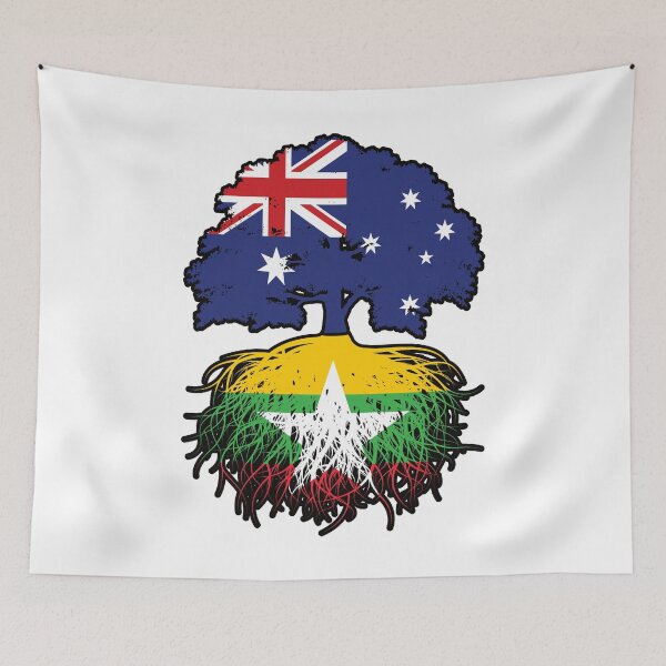 Item preview, Myanmar Burmese Australian Australia Tree Roots Flag designed and sold by FlagX.