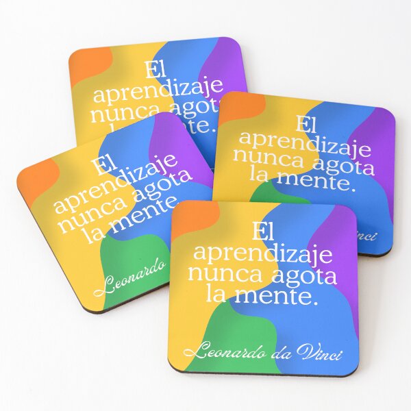 Item preview, Frase de Leonardo da Vinci "El aprendizaje nunca agota la mente" Arcoiris designed and sold by Bookwormshop.