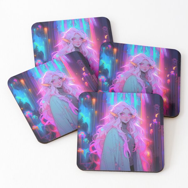 Item preview, Glowing Neon Fantasy Cathedral Anime Girl designed and sold by bubblegoth.