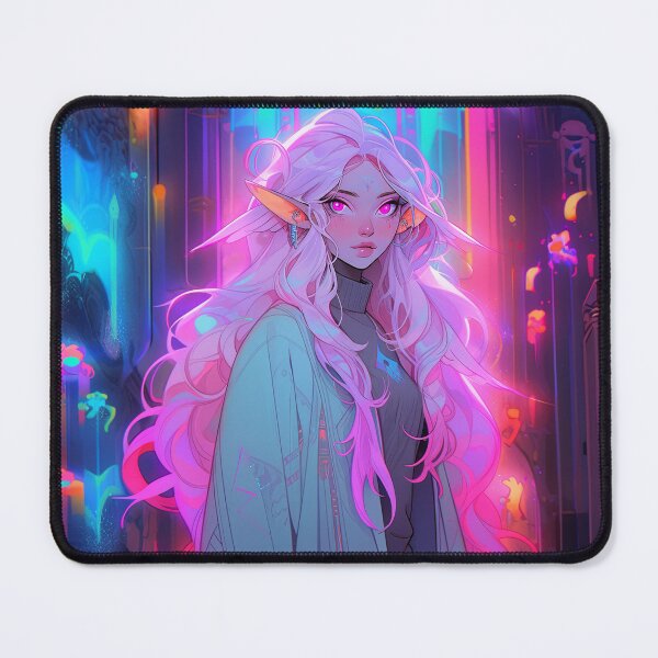 Item preview, Glowing Neon Fantasy Cathedral Anime Girl designed and sold by bubblegoth.