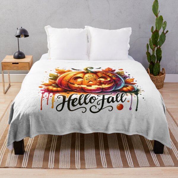 Item preview, Vibrant Hello Fall Watercolor Pumpkins & Autumn Flowers – Perfect for Fall Decor & Apparel designed and sold by artedigital99.