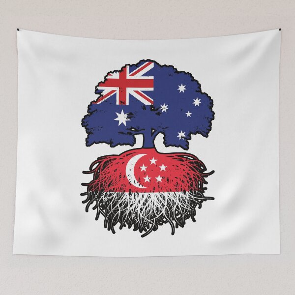 Artikelvorschau, Singapur Singapurisch Australisch Australien Baumwurzeln Flagge entworfen und verkauft von FlagX.