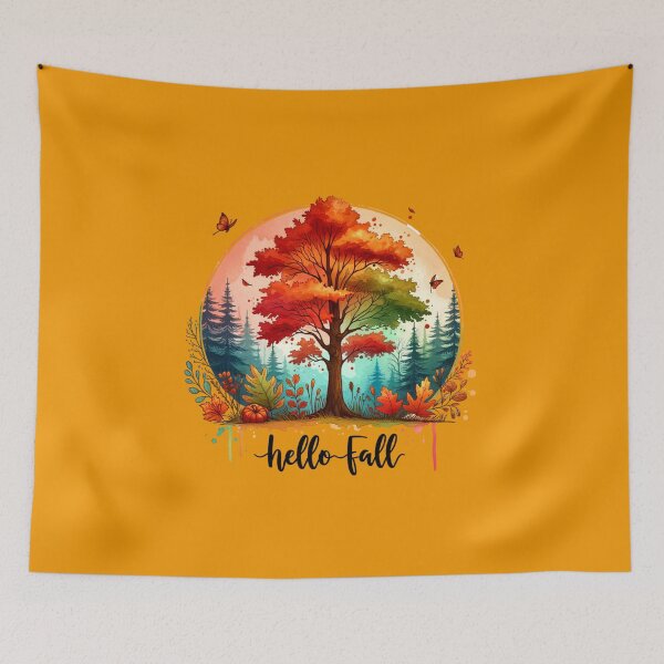 Item preview, Autumn Elegance – Hello Fall Watercolor Pumpkins & Flowers for Apparel and Home Decor designed and sold by artedigital99.