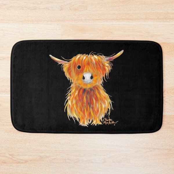 Item preview, Scottish Hairy Highland Cow ' TaTTie on BLaCK' by Shirley MacArthur designed and sold by Shirley MacArthur Art.