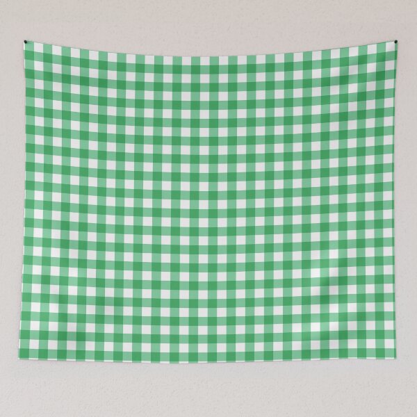 Item preview, Green checked cotton fabric designed and sold by MeeyouShop.