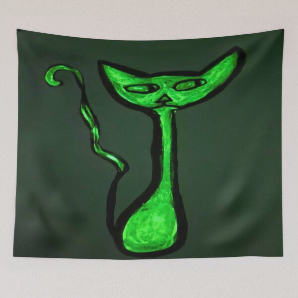 Item preview, "Mystical Neon Cat - Glowing Green Art" designed and sold by Sztyep88.