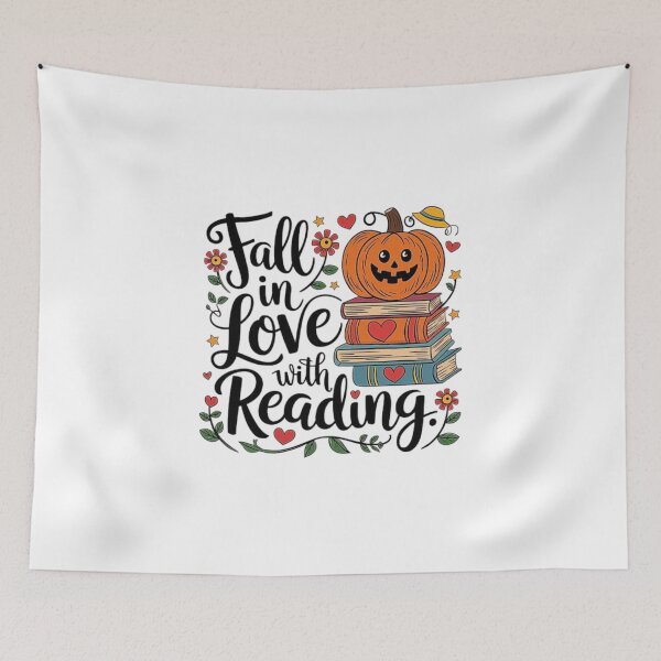 Item preview, Fall in Love with Reading: Halloween-Themed Illustration with Pumpkin and Books designed and sold by love3617.