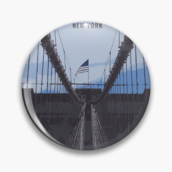 Item preview, Brooklyn Bridge American Flag View Illustration designed and sold by Mundivagant Designs.