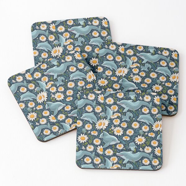 Item preview, Delta Love Cute Kawaii Dolphin Daisy Daisies Pattern designed and sold by Draculaura2009.