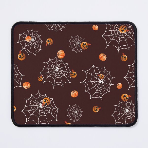 Item preview, Seamless pattern with white spider web, cute pumpkins and little freak heads designed and sold by natalidesign.