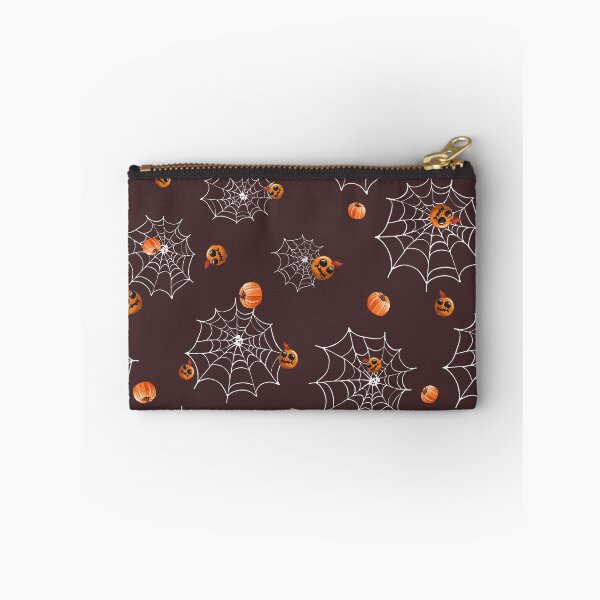 Item preview, Seamless pattern with white spider web, cute pumpkins and little freak heads designed and sold by natalidesign.