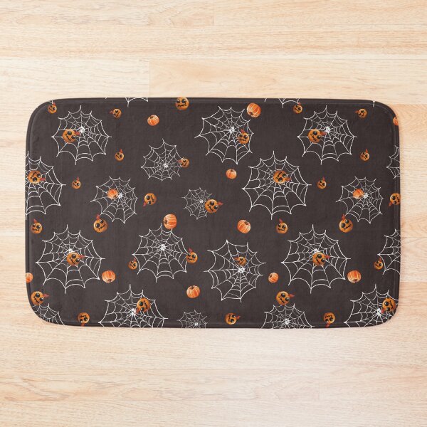 Item preview, Seamless pattern with white spider web, cute pumpkins and little freak heads designed and sold by natalidesign.