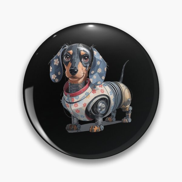 Item preview, Robotic Dachshund with Floral Patterns – Futuristic Steampunk Dog Design designed and sold by love3617.
