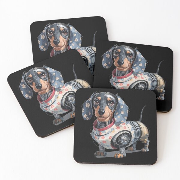 Item preview, Robotic Dachshund with Floral Patterns – Futuristic Steampunk Dog Design designed and sold by love3617.