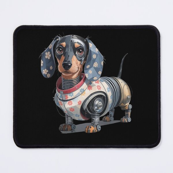 Item preview, Robotic Dachshund with Floral Patterns – Futuristic Steampunk Dog Design designed and sold by love3617.
