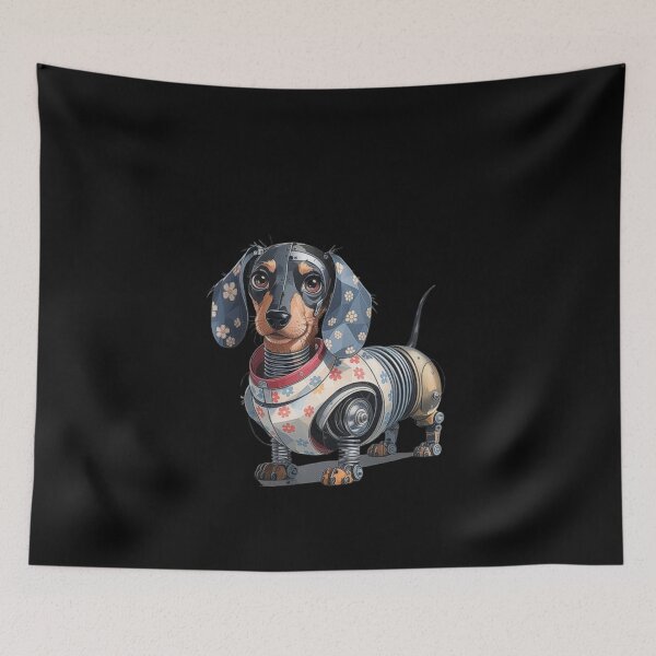 Item preview, Robotic Dachshund with Floral Patterns – Futuristic Steampunk Dog Design designed and sold by love3617.
