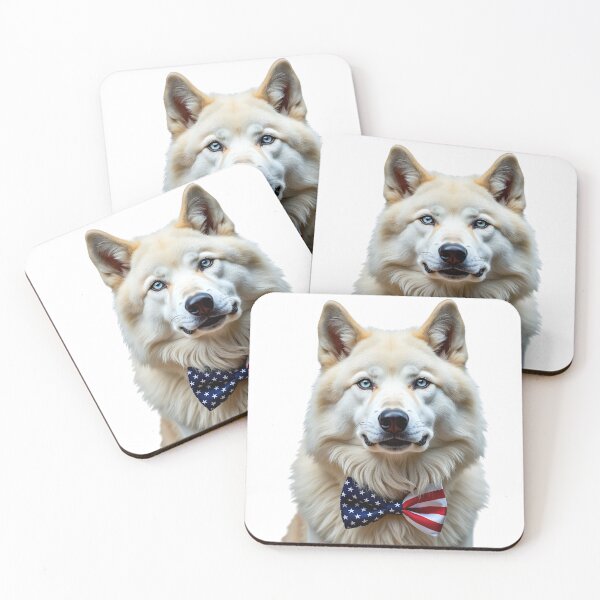 Item preview, Funny cool Arctic Wolf wearing a USA flag bow tie designed and sold by LazyOwlStore.