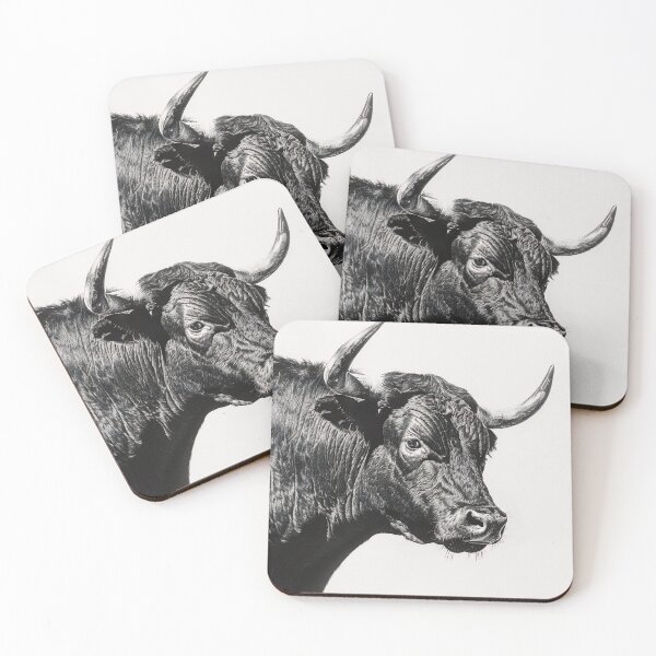 Item preview, Black and white ox pencil drawing designed and sold by Pencil-Art.