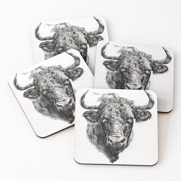 Item preview, Black and white ox pencil drawing designed and sold by Pencil-Art.