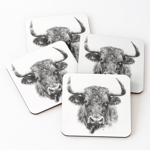 Item preview, Black and white ox pencil drawing designed and sold by Pencil-Art.