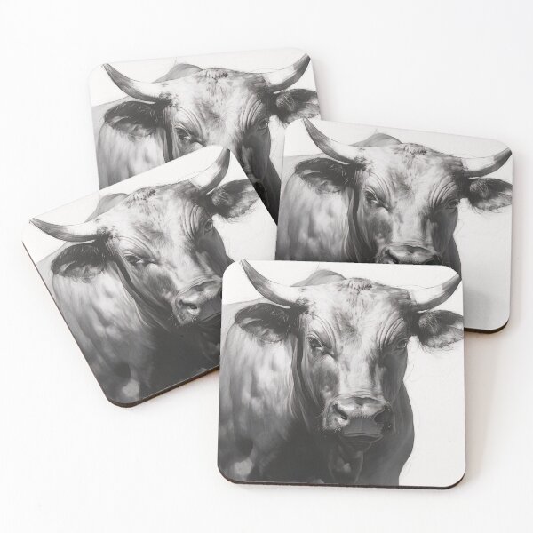 Item preview, Black and white ox pencil drawing designed and sold by Pencil-Art.