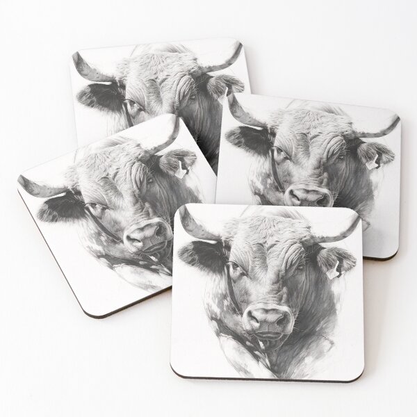 Item preview, Black and white ox pencil drawing designed and sold by Pencil-Art.