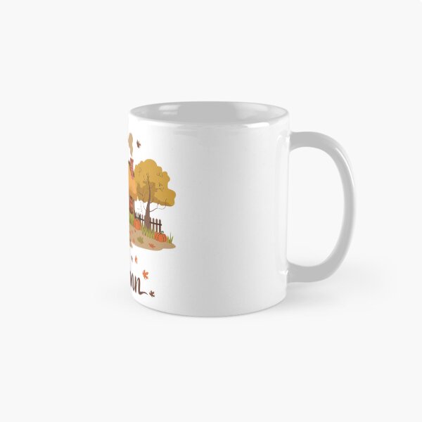 Item preview, Cozy Autumn Cottage – Warm Fall Scene with Pumpkins and Falling Leaves designed and sold by pnidesign.