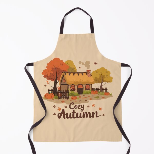 Item preview, Cozy Autumn Cottage – Warm Fall Scene with Pumpkins and Falling Leaves designed and sold by pnidesign.