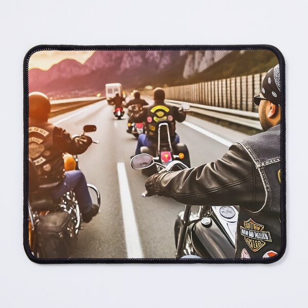 Item preview, Biker Group Riding Through Mountain Pass at Sunset designed and sold by RabbitDesign777.