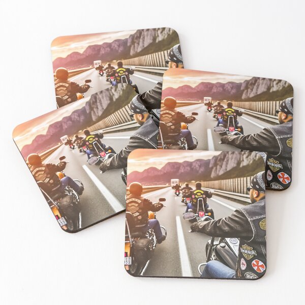 Item preview, Biker Group Riding Through Mountain Pass at Sunset designed and sold by RabbitDesign777.