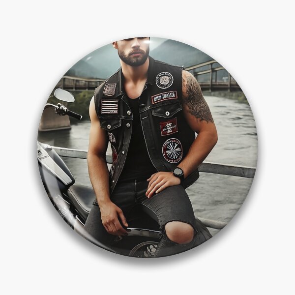Artikelvorschau, Biker rastet mit Motorrad am Fluss entworfen und verkauft von RabbitDesign777.