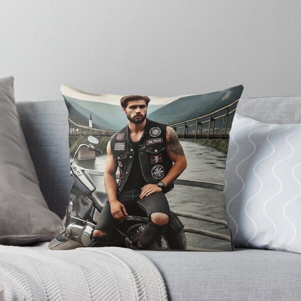 Item preview, Biker Resting by River with Motorcycle designed and sold by RabbitDesign777.