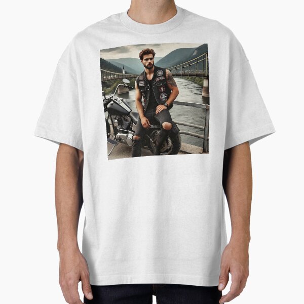 Item preview, Biker Resting by River with Motorcycle designed and sold by RabbitDesign777.