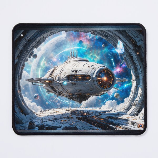 Item preview, The Spacecraft Cripisin Docked at Heritan Station Breathtaking AI Concept Art by Xzendor7 designed and sold by Xzendor7 Digital Art Creations.