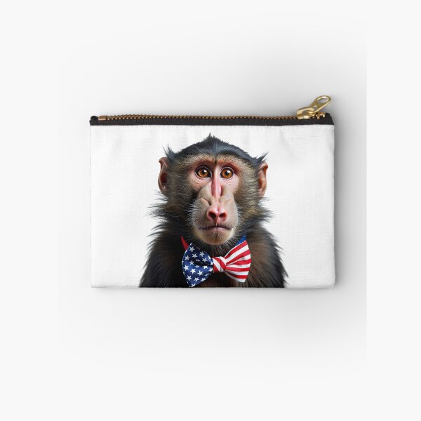 Item preview, Funny cool Baboon wearing a USA flag bow tie designed and sold by LazyOwlStore.