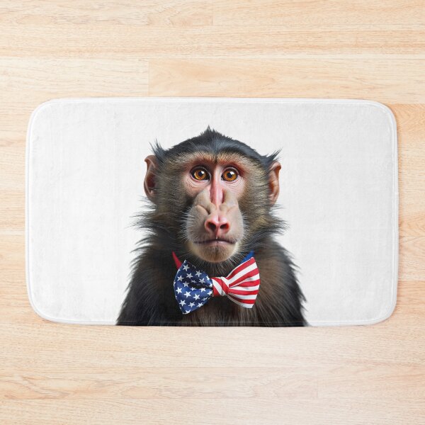 Item preview, Funny cool Baboon wearing a USA flag bow tie designed and sold by LazyOwlStore.